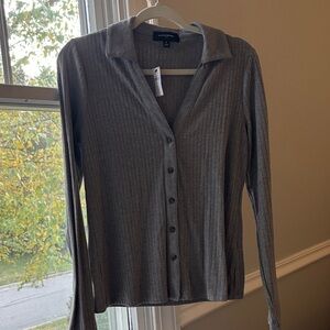 Banana Republic Gray Ribbed Knit Long Sleeve